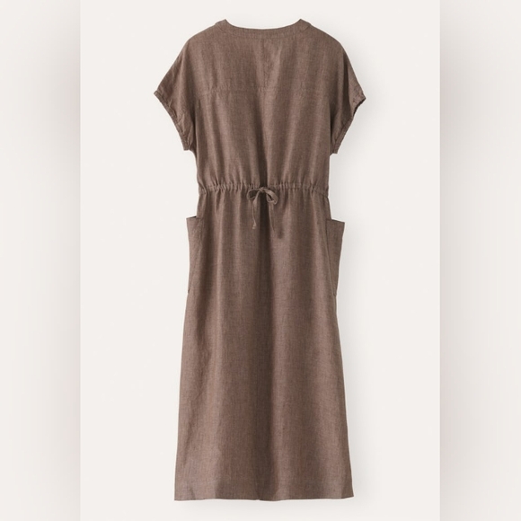 Poetry Yarn-dyed Linen Button-Through Dress Size US 6 UK 10 Pink Brown - Picture 3 of 10